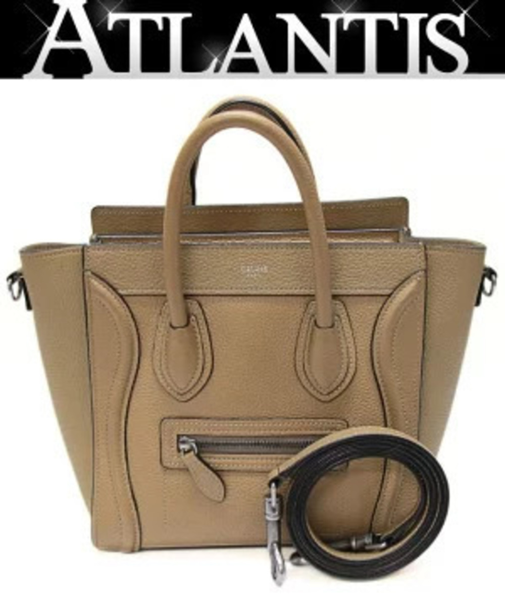 Celine Luggage Tote Shopper Bag Leather Beige Cream